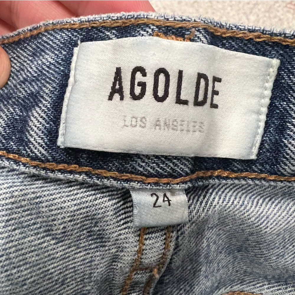 Agolde Riley High Rise Straight Crop Rigid Jeans in Emulsion - Picture 5 of 8